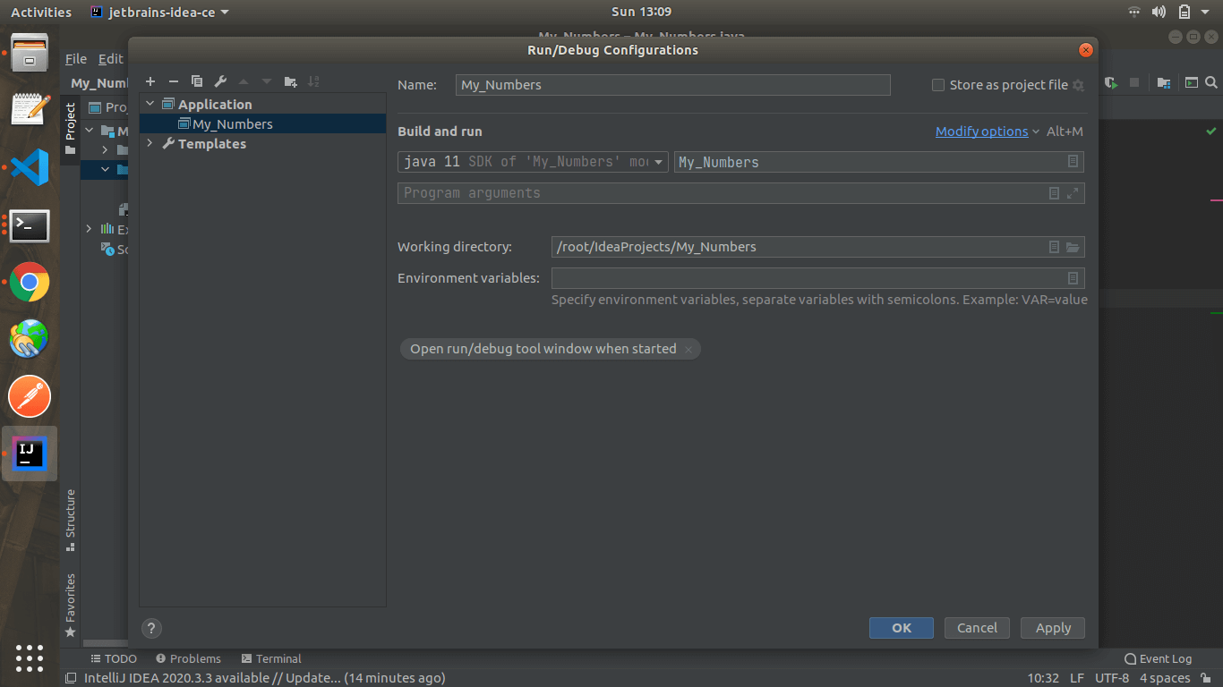 Java debug configuration in IntelliJ
