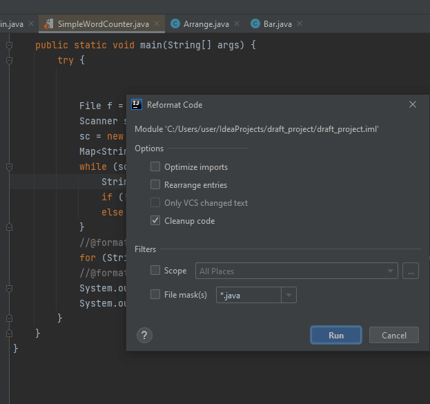 intellij code formatter shortcut