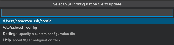 Prompt for SSH config in VS Code