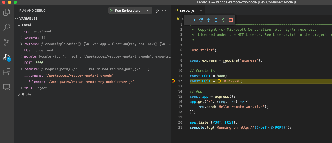 Remotely debugging a Node application with VS Code