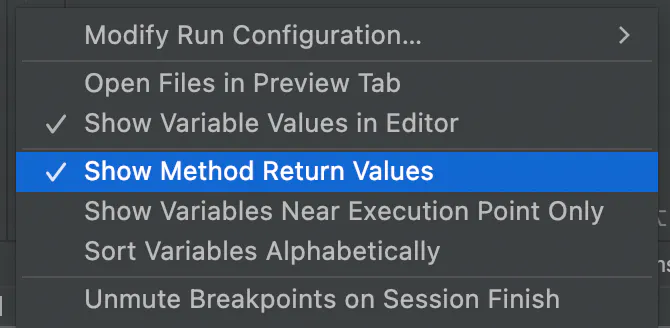 Show method return values