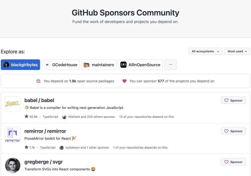 GitHub Sponsors Community