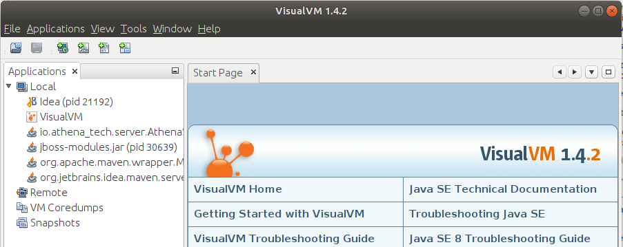 All running Java apps in VisualVM