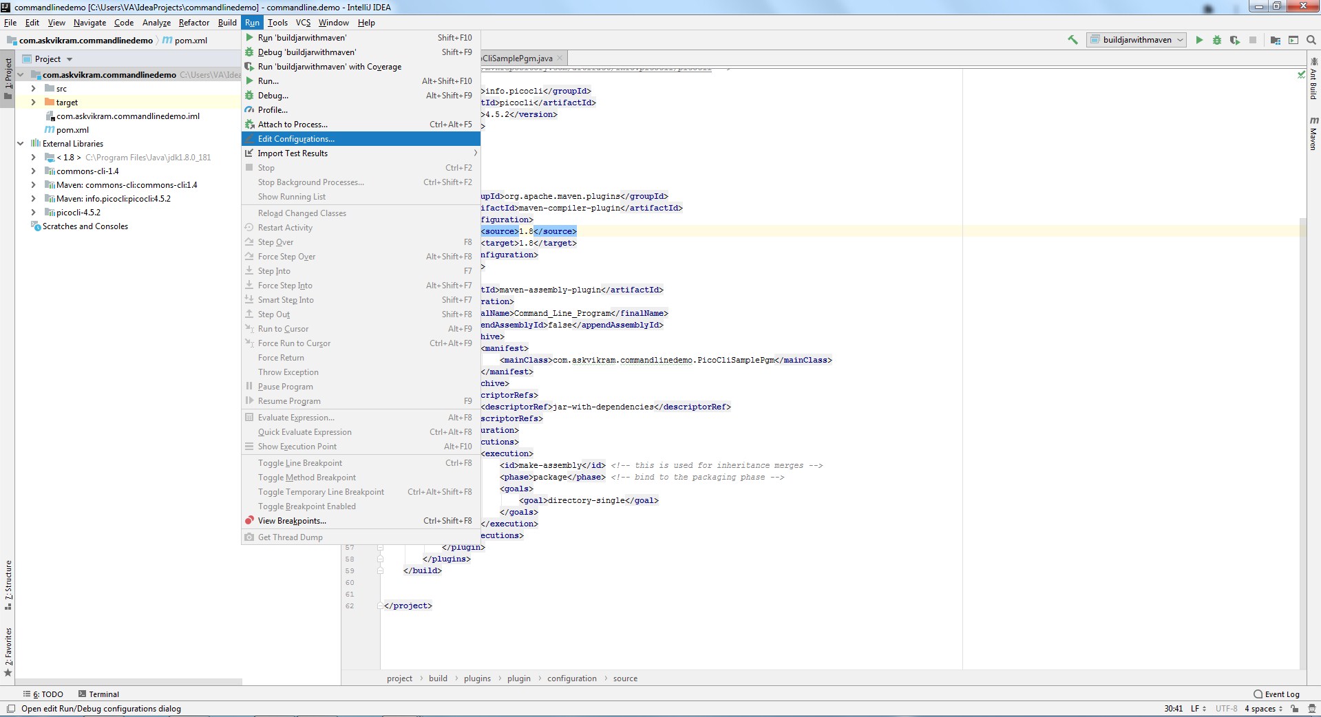 Editing configurations