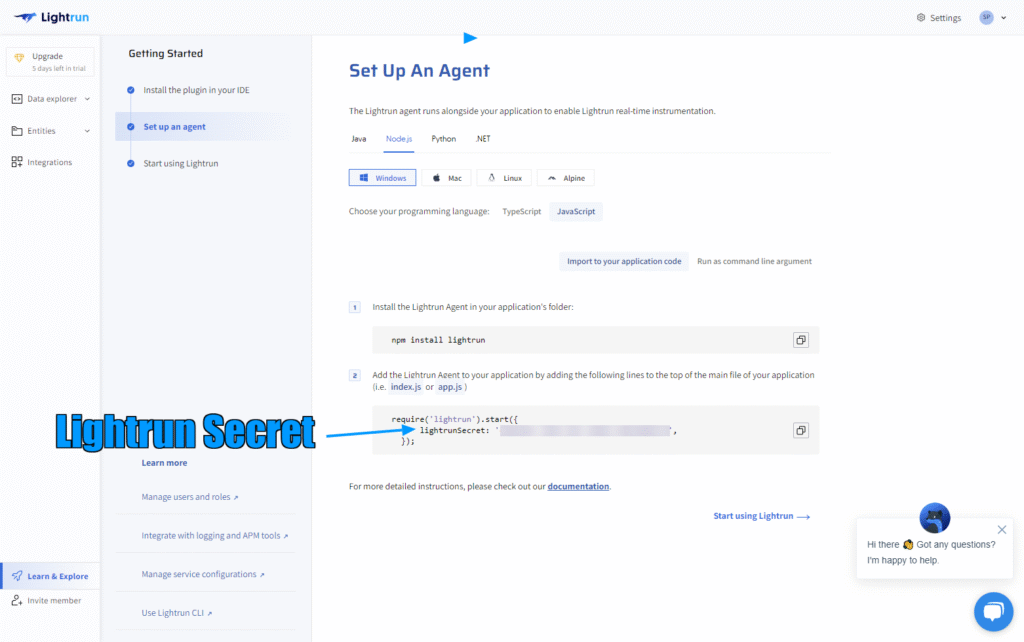 Getting a secret from Lightrun management console