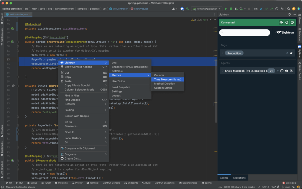 Measuring performance with Lightrun's metrics