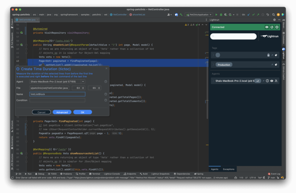 Configuring a Lightrun metric