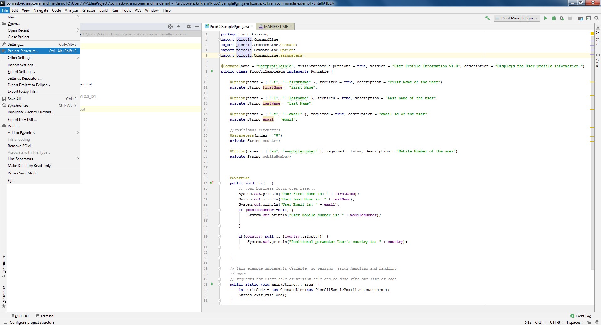 Setting up the project structure