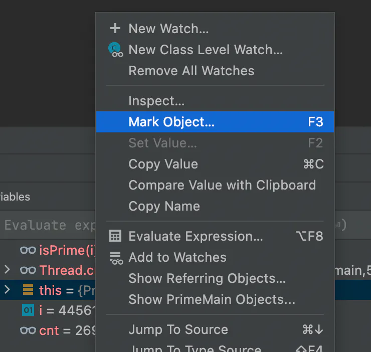 Mark object