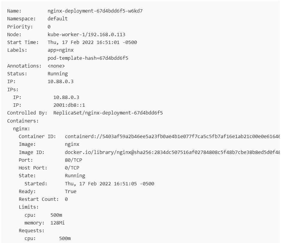 Discovering details about pods 