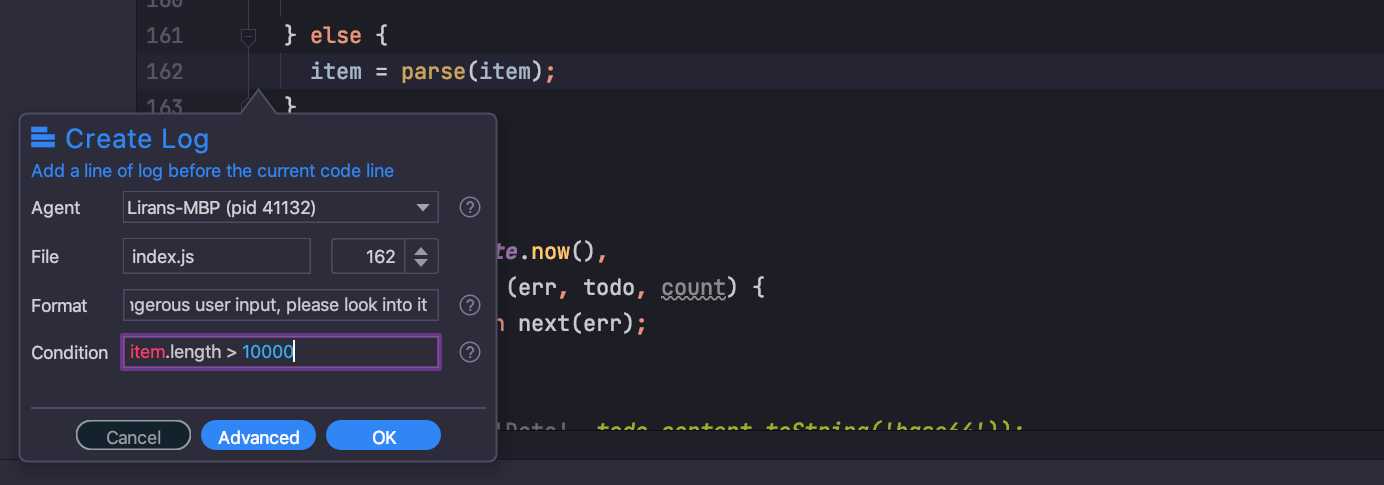 Setting up the logging rule