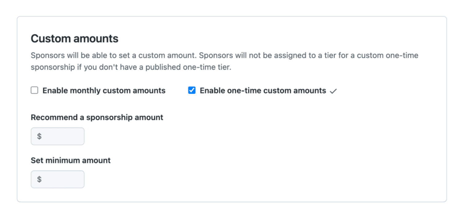 Custom Sponsorship Amounts