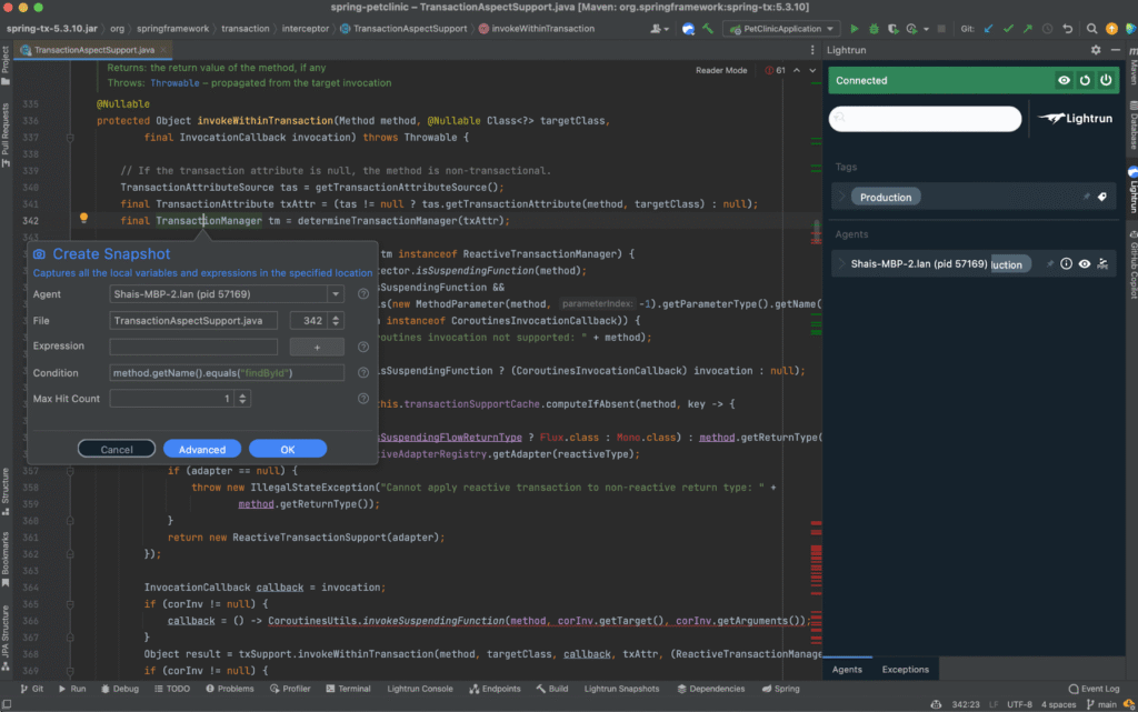 Creating a conditional snapshot