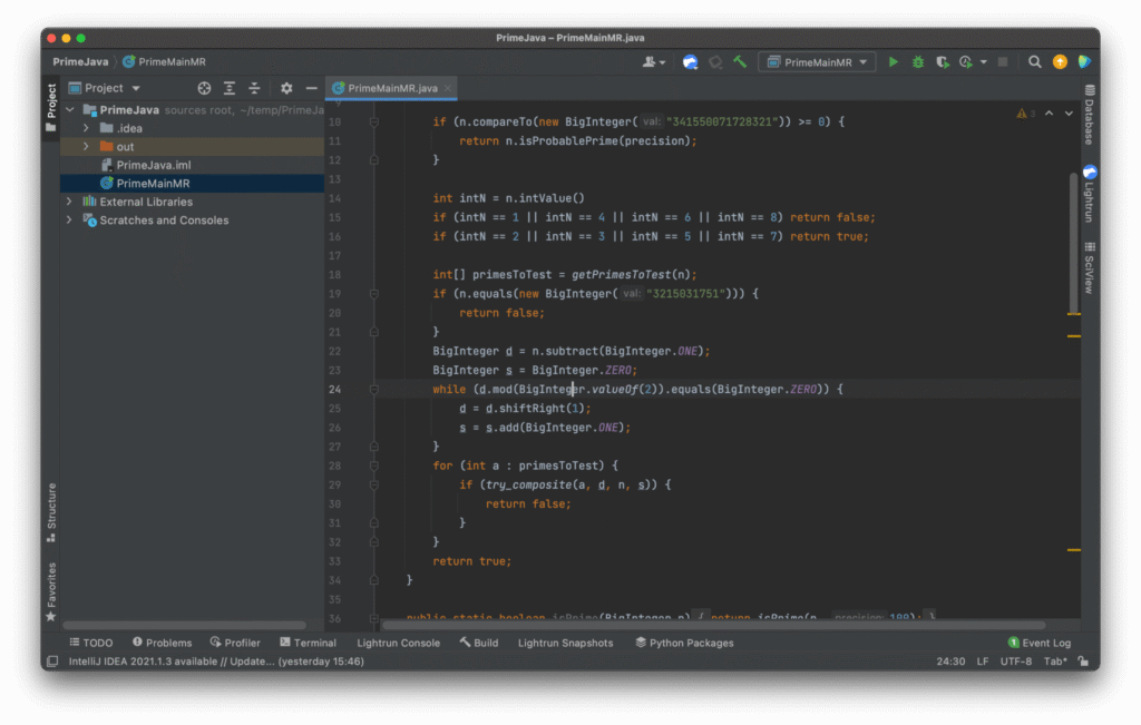 Compiling the Java project in IntelliJ IDEA