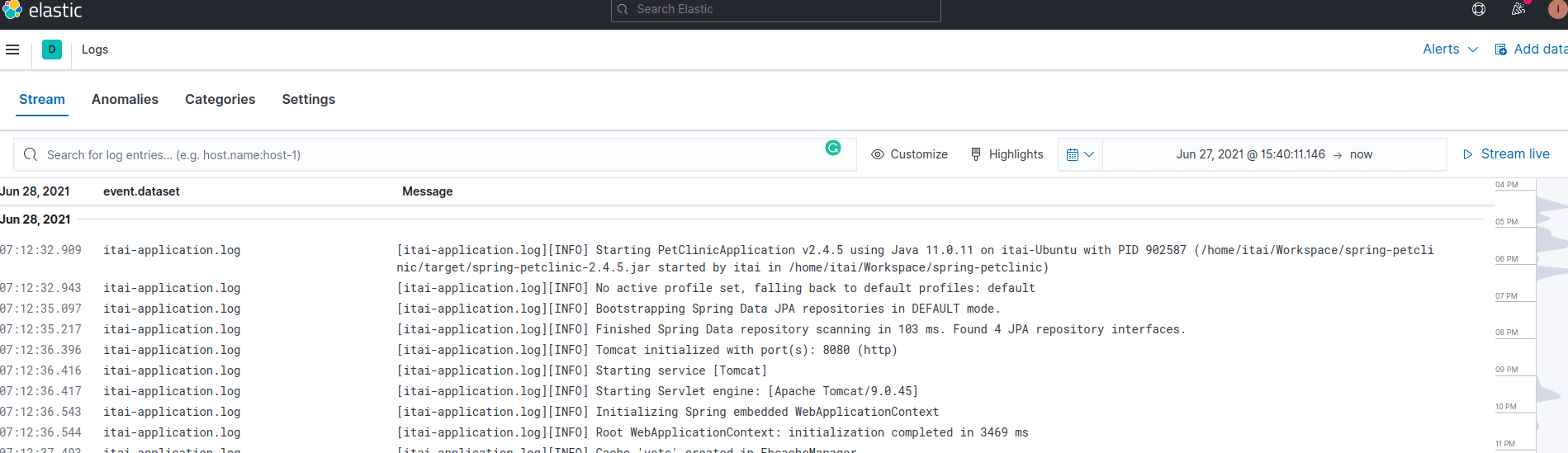 Elastic Observability&rsquo;s log analysis pane