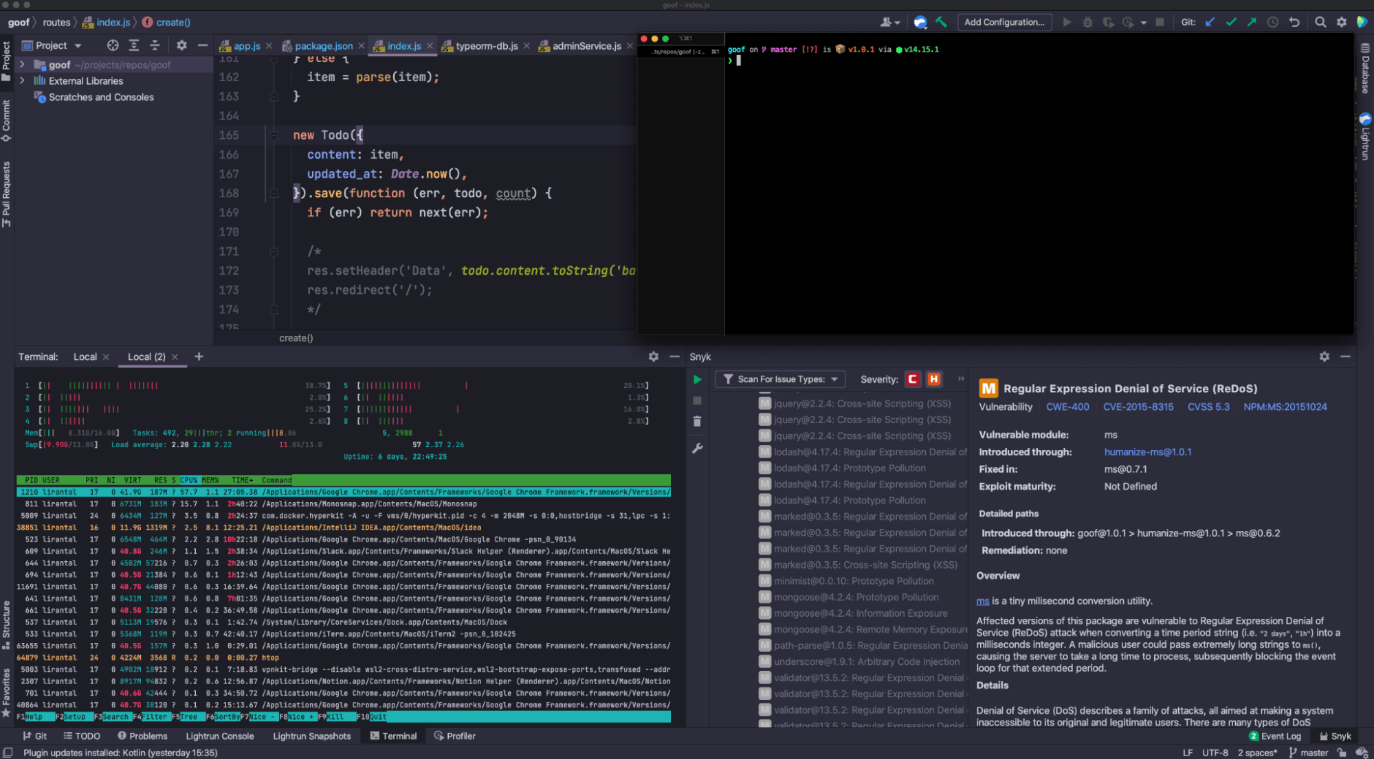 htop showing normal CPU activity