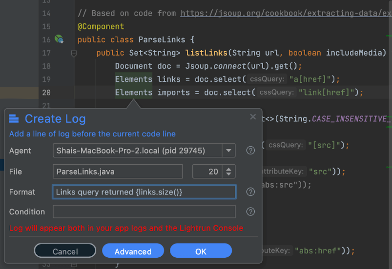 Logging returned queries