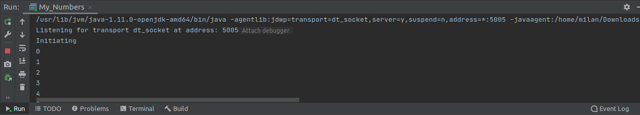 Remote Java debugging output