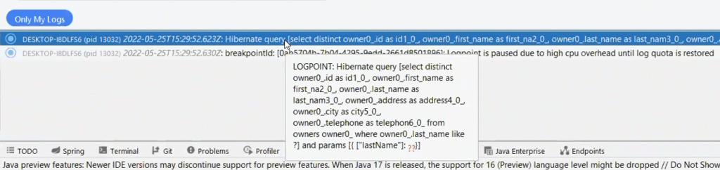 Logpoints and quotas
