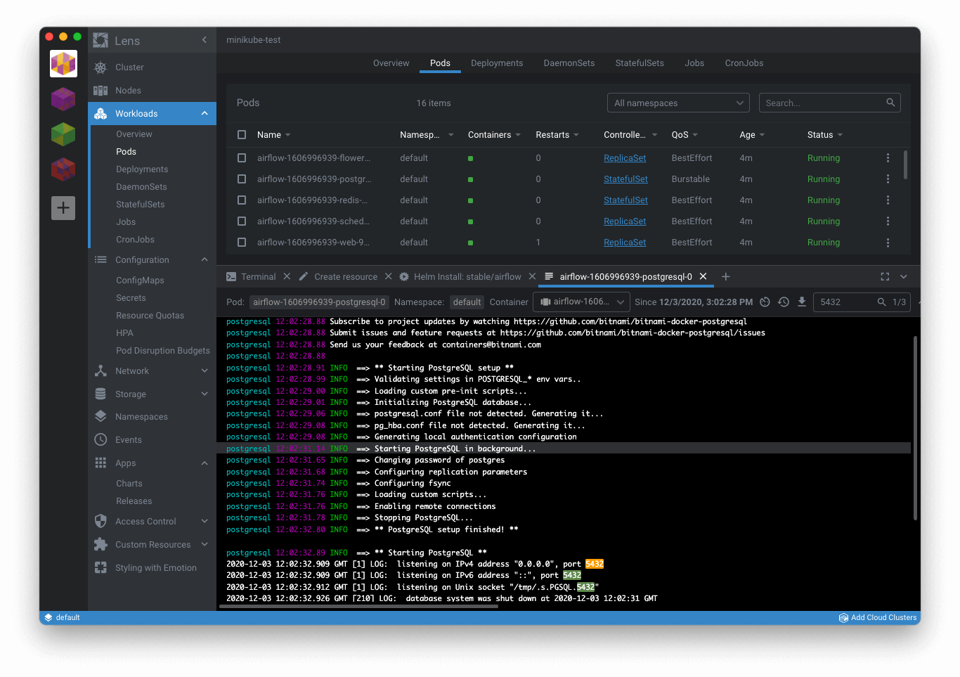 Kubernetes Lens terminal