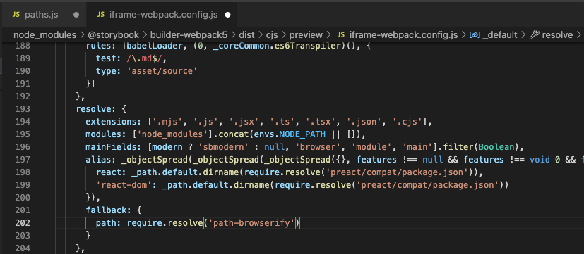 This oicture shows manual alteration of the files to transition from React to Preact