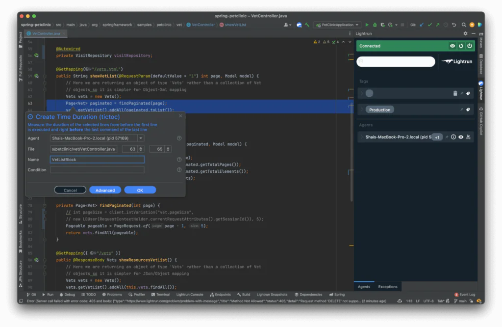Configuring a Lightrun metric