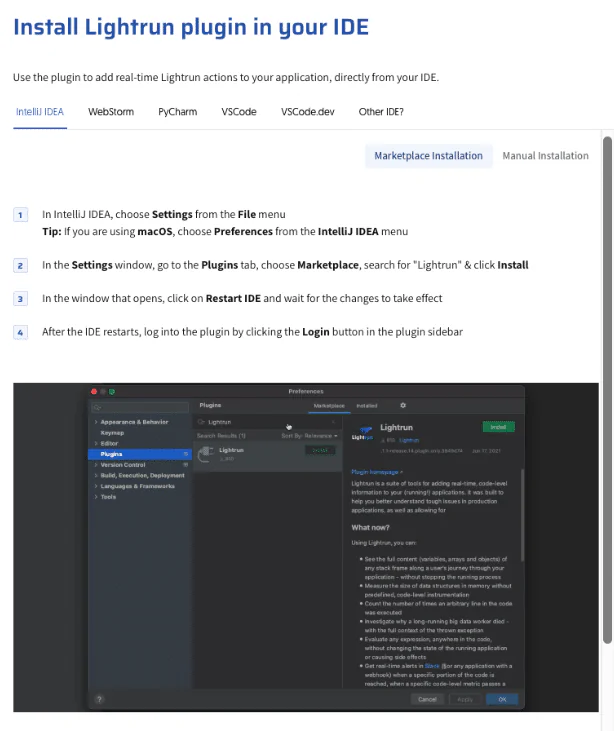 Lightrun IDE Plugin Installation