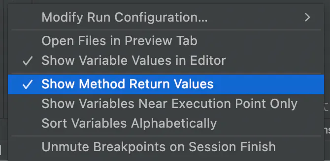 Show method return values