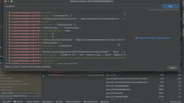 Object instance values in memory