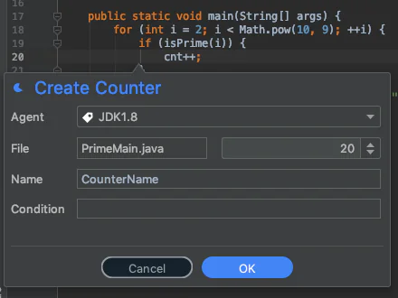 Creating a counter with Lightrun