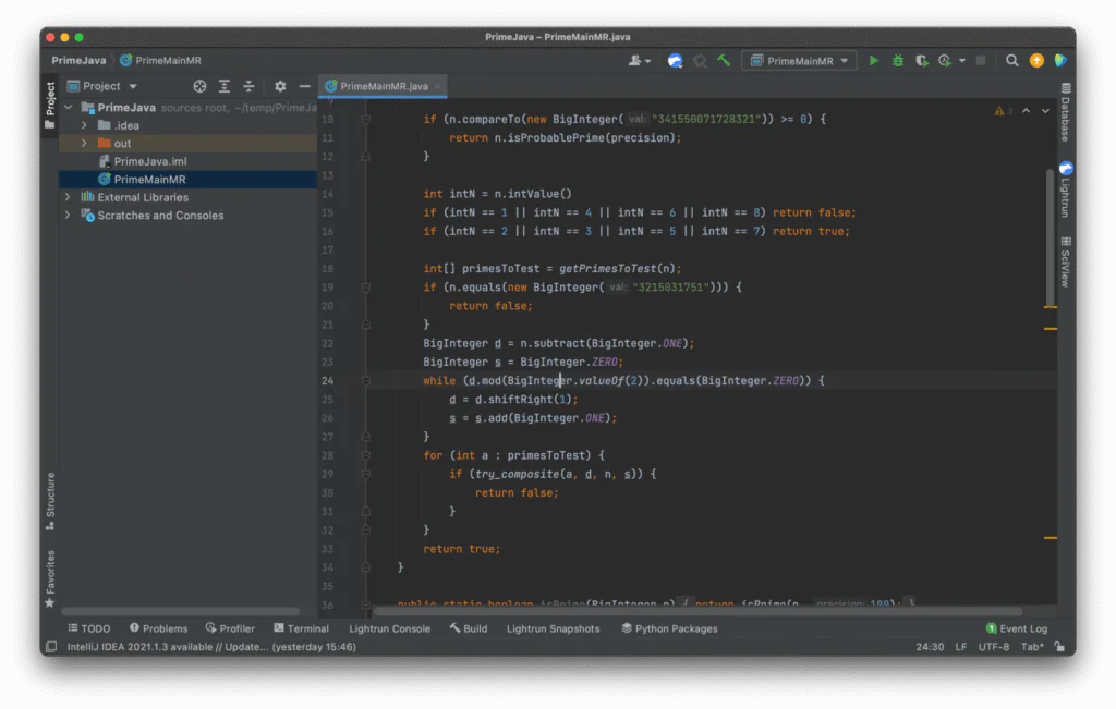 Compiling the Java project in IntelliJ IDEA