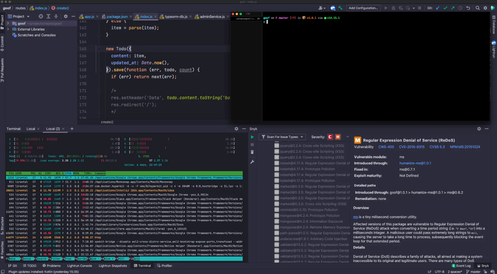 htop showing normal CPU activity