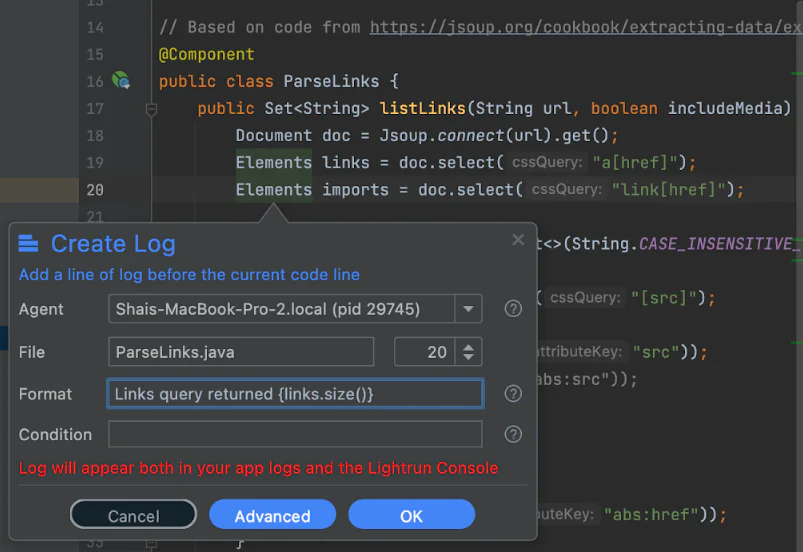 Logging returned queries