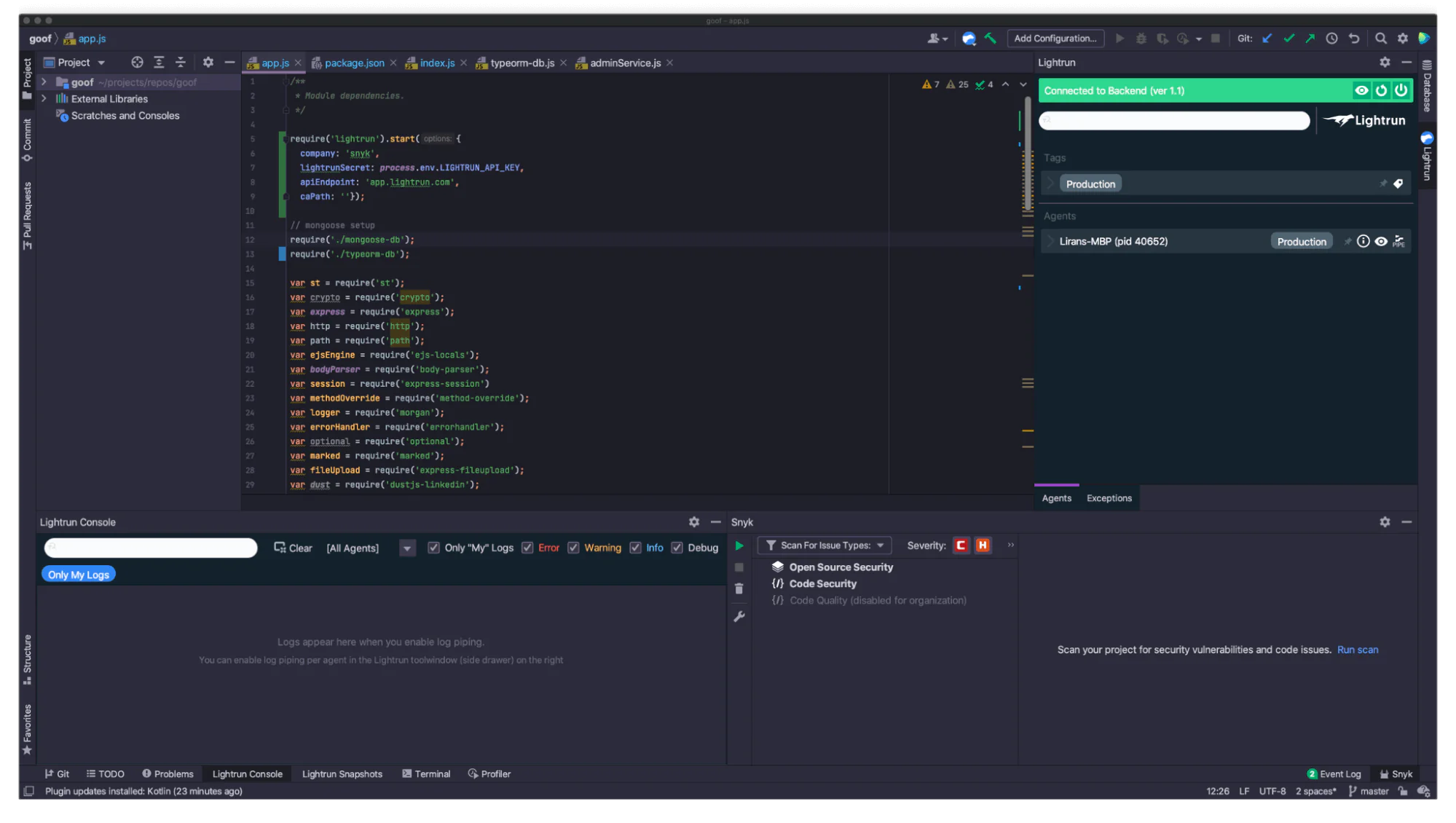 Lightrun plugin is now both configured well and connected