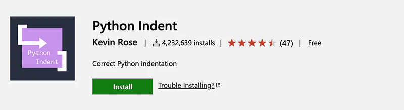 Python VSCode extensions: Python Indent
