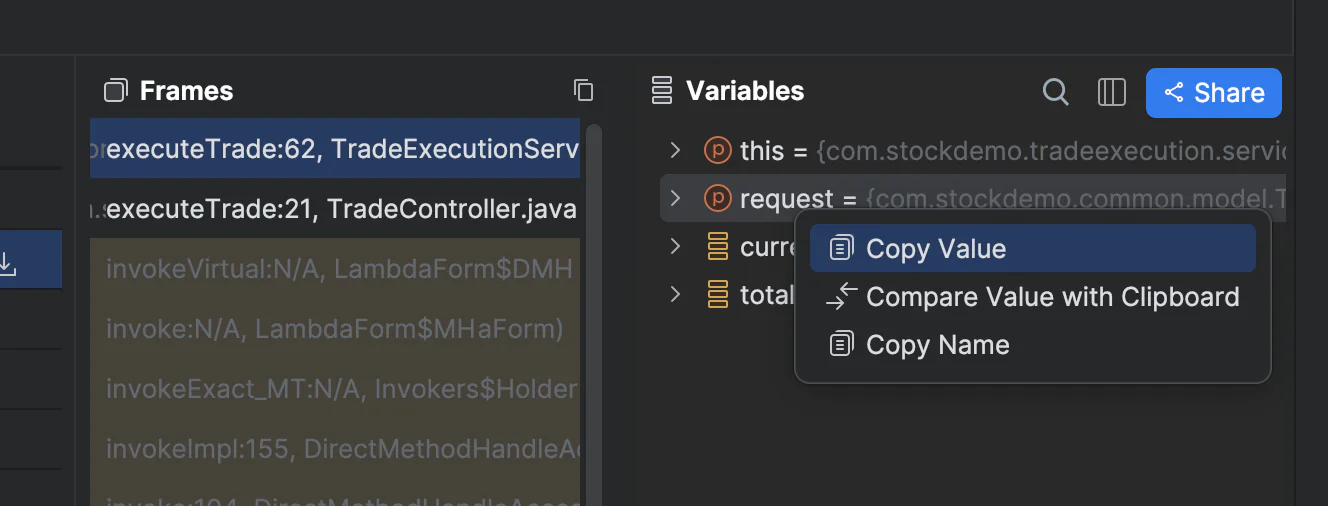 Side-by-Side Variable Comparison for Snapshot Debugging