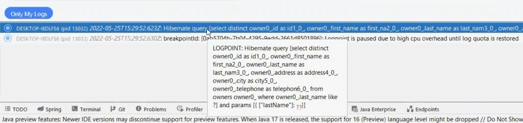 Logpoints and quotas