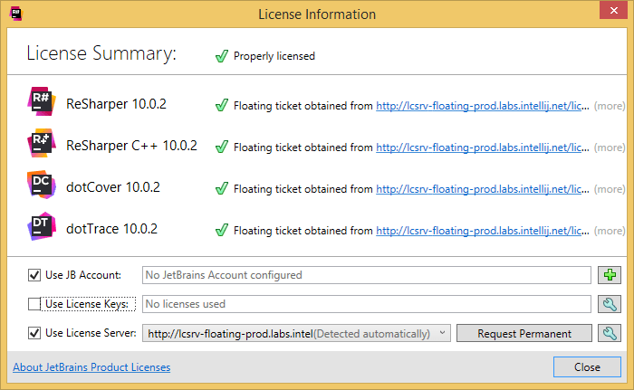 License Server configuration in ReSharper